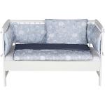 Beistell- Kinderbett Micky, inkl. Komfort-Matratze und Ausstattung Dessin Tiere hellblau , Massivholz weiß lackiert, 60x120 cm