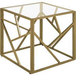 Quadratischer Beistelltisch industrielles Design Glas gold Orland