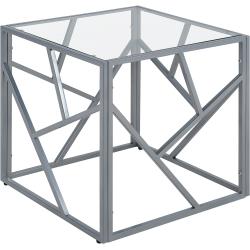 Quadratischer Beistelltisch industrielles Design Glas silber Orland