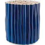 Blaue Bizzotto Guadalupe Runde Beistelltische Rund 38 cm lackiert aus Massivholz 