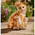 Orange bader Katzenfiguren aus Kunststein solarbetrieben 
