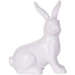 Weiße Moderne 21 cm Beliani Osterhasen mit Tiermotiv aus Keramik 