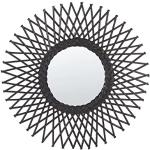 Schwarze Vintage Beliani Runde Runde Wandspiegel 60 cm aus Rattan 