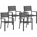 Reduzierte Schwarze Moderne Beliani Gartenstühle Metall pulverbeschichtet aus Polyrattan Outdoor Breite 50-100cm, Höhe 50-100cm, Tiefe 50-100cm 4-teilig 