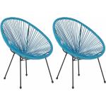 Reduzierte Blaue Moderne Beliani Polyrattan Gartenstühle aus Polyrattan Outdoor Breite 50-100cm, Höhe 50-100cm, Tiefe 50-100cm 2-teilig 