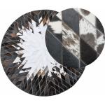 Reduzierte Schwarze Moderne Beliani Runde Kuhfellteppiche aus Leder Breite 100-150cm, Höhe 100-150cm, Tiefe 100-150cm 