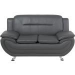 Graue Moderne Beliani Bio Zweisitzer-Sofas aus Kunstleder mit Armlehne Breite 150-200cm, Höhe 50-100cm, Tiefe 50-100cm 2 Personen 