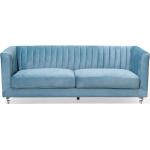 Hellblaue Moderne Beliani Designer-Sofas aus Textil mit Armlehne 3 Personen 