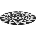 Schwarze Moderne Beliani Runde Patchwork Teppiche 140 cm aus Leder 