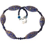 Bella Carina Perlenkette »Kett mit Murano Glas Perlen Mosaik Millefiori Lapislazuli blau«, blau