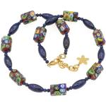 Bella Carina Perlenkette »Kette mit Murano Glas Mosaik Perlen und Lapislazuli«, bunt