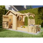 Reduzierte Spielhäuser & Kinderspielhäuser aus Holz mit Dach Blockbohlenbauweise 