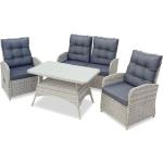 BELLAVISTA Dining-Lounge, 4 Sitzplätze, Polyrattan/Aluminium/Polyester/Glas, inkl. Auflagen - grau grau