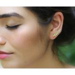 Goldene Boho Ear Cuffs & Ohrklemmen aus Gold 14 Karat mit Echte Perle für die Braut 