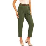 Reduzierte Armeegrüne Vintage Belle Poque Paperbag-Hosen mit Gürtel mit Reißverschluss für Damen Größe M für Partys 