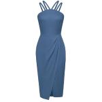 Blaue Vintage Ärmellose Belle Poque Midi Neckholderkleider für Damen Größe XL für Partys für den für den Sommer 