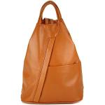 Belli City Backpack leichte italienische Leder Damentasche Rucksack Handtasche in cognac - 29x32x11 cm (B x H x T)