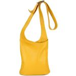 Gelbe Belli Lederhandtaschen mit Reißverschluss aus Glattleder für Damen 
