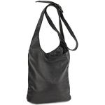 Belli Cross Bag Classic italienische Umhängetasche Damen Ledertasche Handtasche Cross Over Bag in schwarz - 24x28x8 cm (B x H x T)