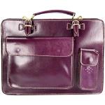 Belli Design Bag Verona italienische Leder Businesstasche Arbeitstasche Messenger Aktentasche Lehrertasche Laptoptasche unisex in lila - 39x29x11 cm (B x H x T)