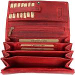 Belli hochwertige Vintage Leder Damen Geldbörse Portemonnaie langes großes Portmonee Geldbeutel aus weichem Leder in Rot - 17,5x10x4cm (B x H x T)