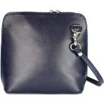 Belli italienische Ledertasche Damen Umhängetasche klein Handtasche Schultertasche Abendtasche in dunkelblau - 17x16,5x8,5 cm (B x H x T)