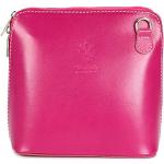 Belli italienische Ledertasche Damen Umhängetasche klein Handtasche Schultertasche Abendtasche in pink - 17x16,5x8,5 cm (B x H x T)