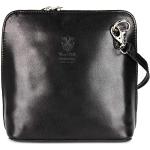 Belli italienische Ledertasche Damen Umhängetasche klein Handtasche Schultertasche Abendtasche in schwarz - 17x16,5x8,5 cm (B x H x T)