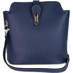 Belli kleine italienische Ledertasche Damen Umhängetasche Handtasche Schultertasche in dunkelblau - 18x20x8 cm (B x H x T)