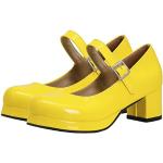 Gelbe Lack-Optik Plateauabsatz Mary Jane Pumps mit Schnalle aus Lackleder für Damen Größe 38 für Partys 
