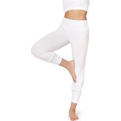Bellivalini Yoga Leggings Haremshose Damen 3/4 Stoffhose Capri Trainingshose BLV50-283(Weiß, L)