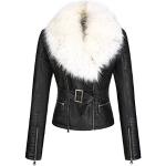 Reduzierte Schwarze Mini Kurze Lederjacken mit Reißverschluss aus Veloursleder für Damen Größe L für den für den Winter 