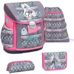 Pinke Schulranzen Sets mit Pferdemotiv aus Polyester für Mädchen 4-teilig zum Schulanfang 