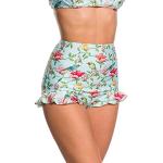 Pinke Vintage Belsira High Waist Bikinihosen mit Rüschen für Damen Größe 3 XL 