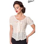 Belsira Damen Vintage Schluppenbluse Sommer-Bluse Shirt Oberteil , Größe:2XL, Farbe:Beige