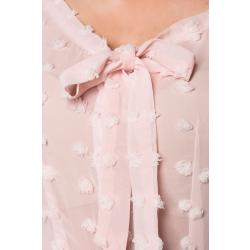 Belsira Damen Vintage Schluppenbluse Sommer-Bluse Shirt Oberteil , Größe:4XL, Farbe:Rosa