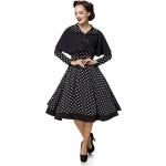 Belsira - Rockabilly Kleid knielang - Swing-Kleid mit Cape - XS bis XXL - für Damen - Größe L - schwarz/weiß