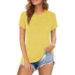 Reduzierte Gelbe Unifarbene Casual Langärmelige Rundhals-Ausschnitt T-Shirts für Damen Größe XXL für den für den Sommer 