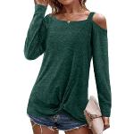 Grüne Elegante Langärmelige Schulterfreie Damensweatshirts Größe L 