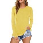 Reduzierte Gelbe Langärmelige Rundhals-Ausschnitt T-Shirts für Damen Größe L für den für den Sommer 