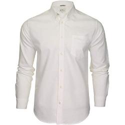 Ben Sherman Herren Freizeithemden Button-Down-Kragen Langarm (White (Embroidered Pocket Logo)) L