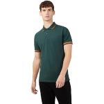 Dunkelgrüne Unifarbene Ben Sherman Bio Nachhaltige Herrenpoloshirts & Herrenpolohemden mit Reißverschluss Größe L 