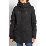 Reduzierte Schwarze Unifarbene Bench Winterjacken mit Reißverschluss aus Baumwolle mit Kapuze für Damen Größe S 