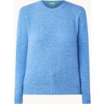 Reduzierte Blaue Unifarbene United Colors of Benetton Feinstrickpullover aus Wolle für Damen Größe XL für den für den Herbst 