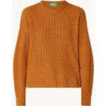 Braune Unifarbene United Colors of Benetton Kaschmir-Pullover mit Puffärmeln aus Polyamid für Damen Größe M für den für den Herbst 