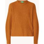 Reduzierte Braune Unifarbene United Colors of Benetton Kaschmir-Pullover mit Puffärmeln aus Polyamid für Damen Größe L für den für den Herbst 
