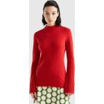 Rote Langärmelige United Colors of Benetton Stehkragen Damenlongpullover & Damenlongpullis aus Wolle Größe XS 