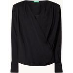 Schwarze United Colors of Benetton V-Ausschnitt Tunika-Blusen für Damen Größe S 