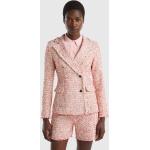 Benetton, Zweireihiger Blazer Aus Tweed, größe 42, Pink, female