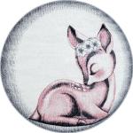 Rosa Ben'n'Jen Bambi Nachhaltige Runde Kinderteppiche aus Textil schmutzabweisend 